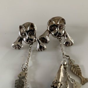 Cat Fish Earrings Sterling Silver